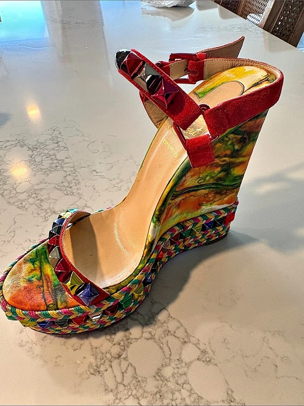 Christian Louboutin Cataclou Duplice Bambola Tie-Dye Wedge - Picture 2 of 9